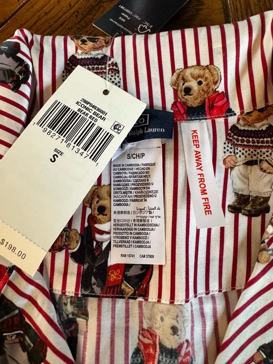 Ralph Lauren Red & White Striped Polo Bear pajamas set Madison - Picture 2 of 3